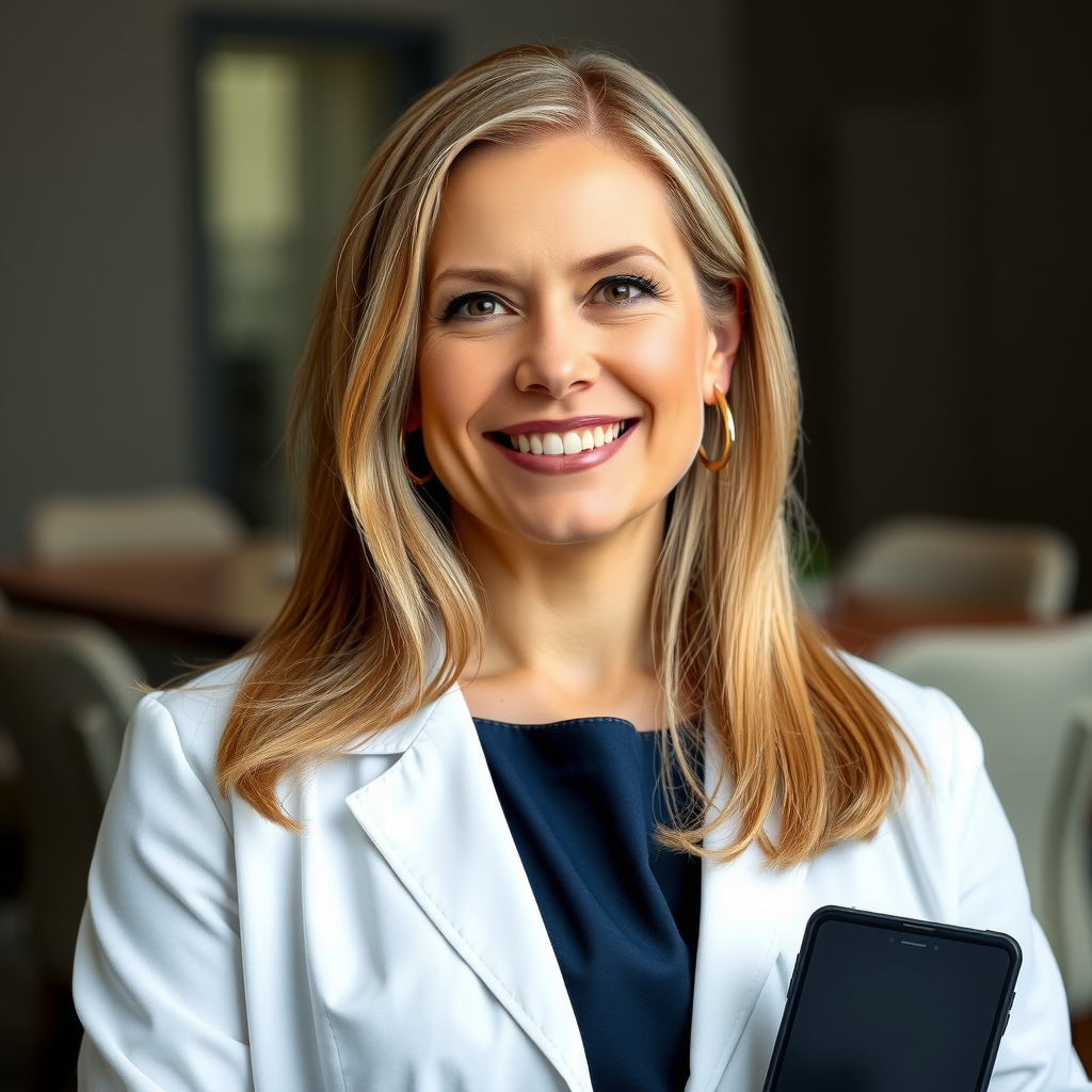 Professional headshot of Sarah K., a female veteran in professional attire with a warm smile, representing successful healthcare career transition