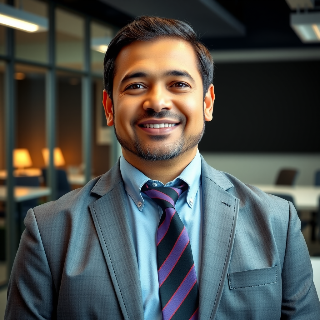 Professional headshot of David Martinez, Hispanic man in business casual attire with confident expression, technology office setting