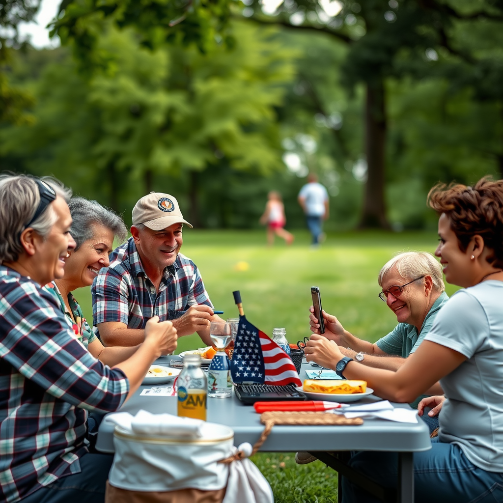 Veteran families enjoying outdoor picnic and recreational activities in park setting
